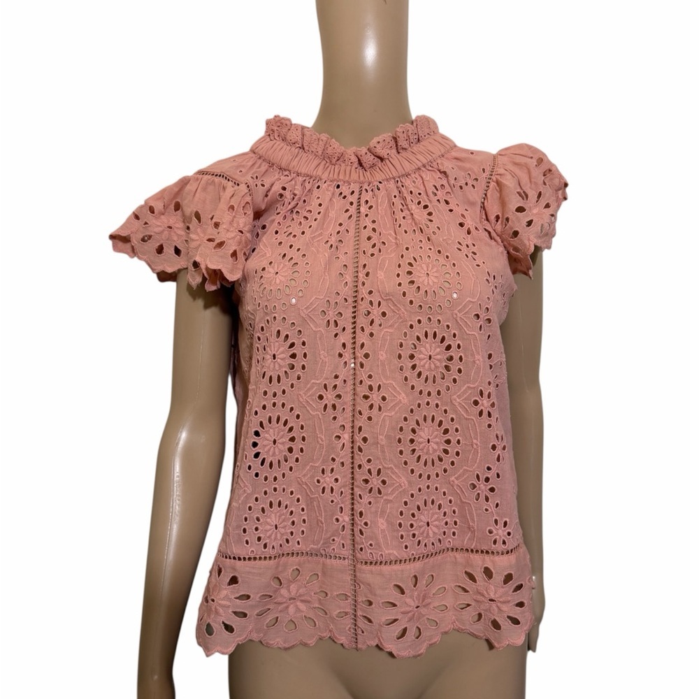 Sea New York Pink Eyelet Button Down Shirt - Picture 5 of 8